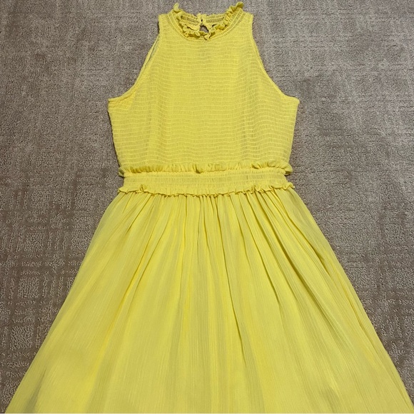 {Zara} Sleeveless Yellow Crepe Mini Dress ~ Size Small - Picture 4 of 16